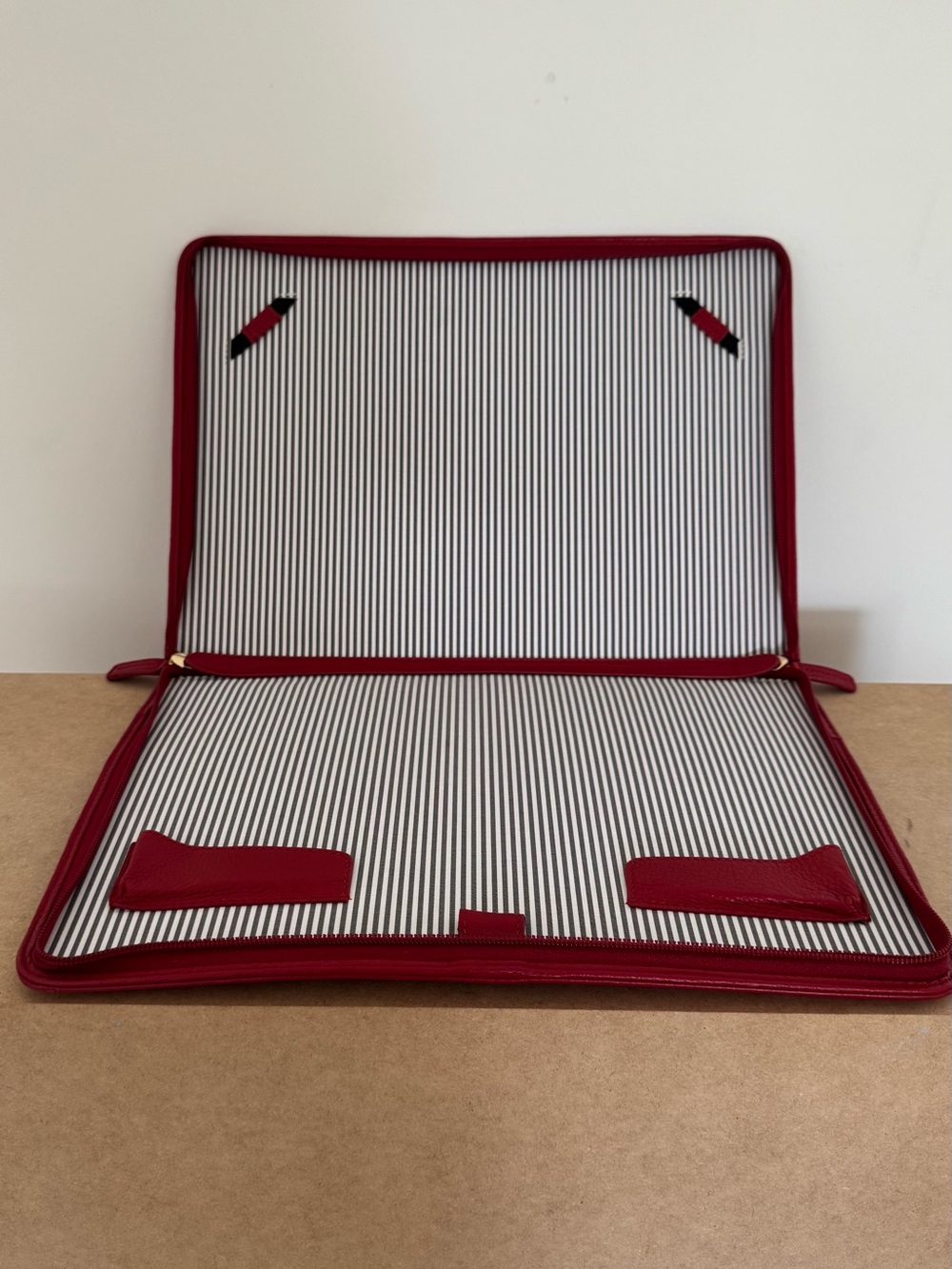 Levenger Red Striped Tablet/Portfolio Case
